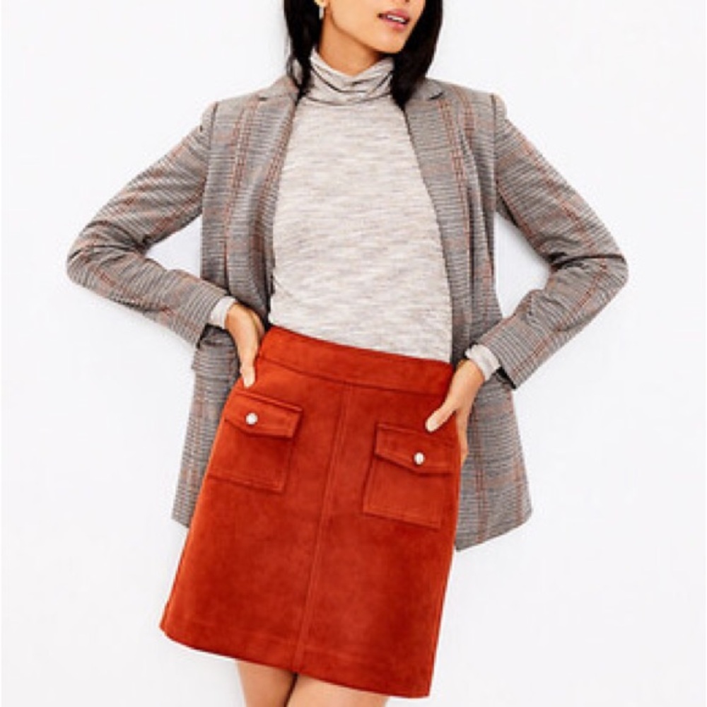 New Loft suede a-line skirt